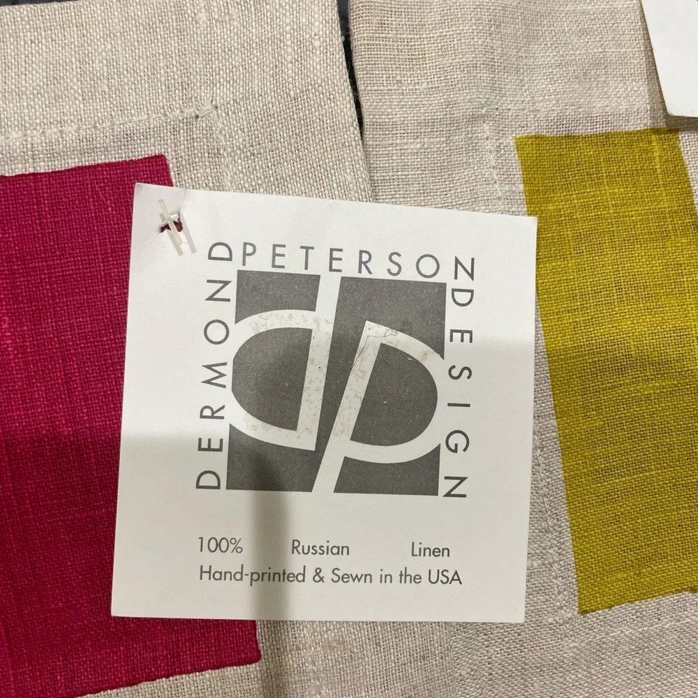 Dermont Peterson Linen Cocktail Napkins Set of 4 Mixed Prints Hand-Printed NWT